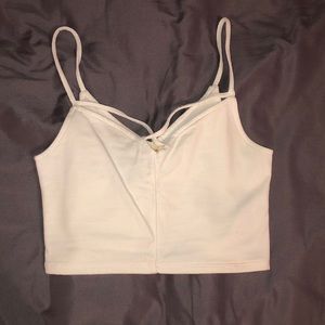Hollister White strap-y front crop top